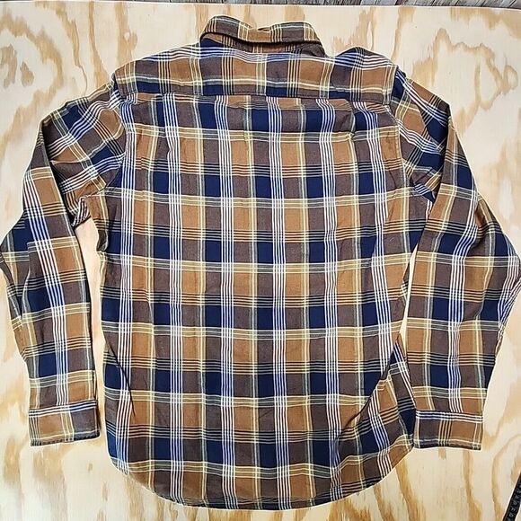 Wallace & Barnes Heavyweight Flannel Shirt In Brown Navy Plaid Men's Size M‎ - Picture 3 of 6